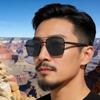 2026 Men's Retro Square Frame Polarized Sunglasses with Double Bridge for Outdoor Sun Protection