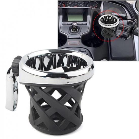 Motorcycle Handlebar Cup Holder Drink W/ Mesh Basket Mount Universal For Harley