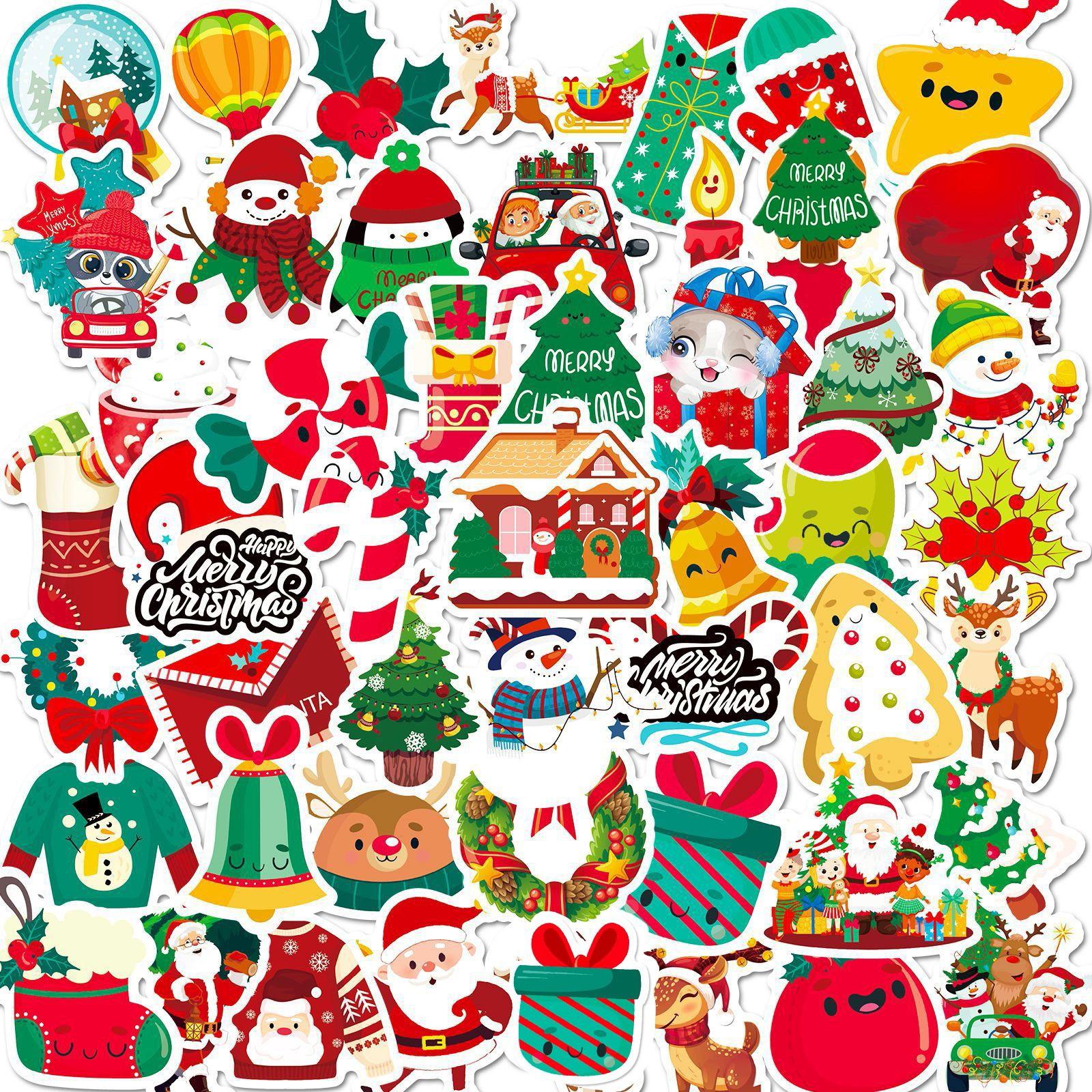 

50 шт. Рождественские наклейки для продажи компьютерных книжек, мобильных телефонов, чехлов, багажа, рождественских подарков, наклеек