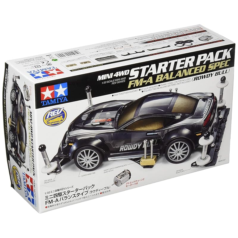 

TAMIYA Mini 4WD REV Series No. 10 Starter Pack FM-A Balance Type (Rowdy Bull) 18710