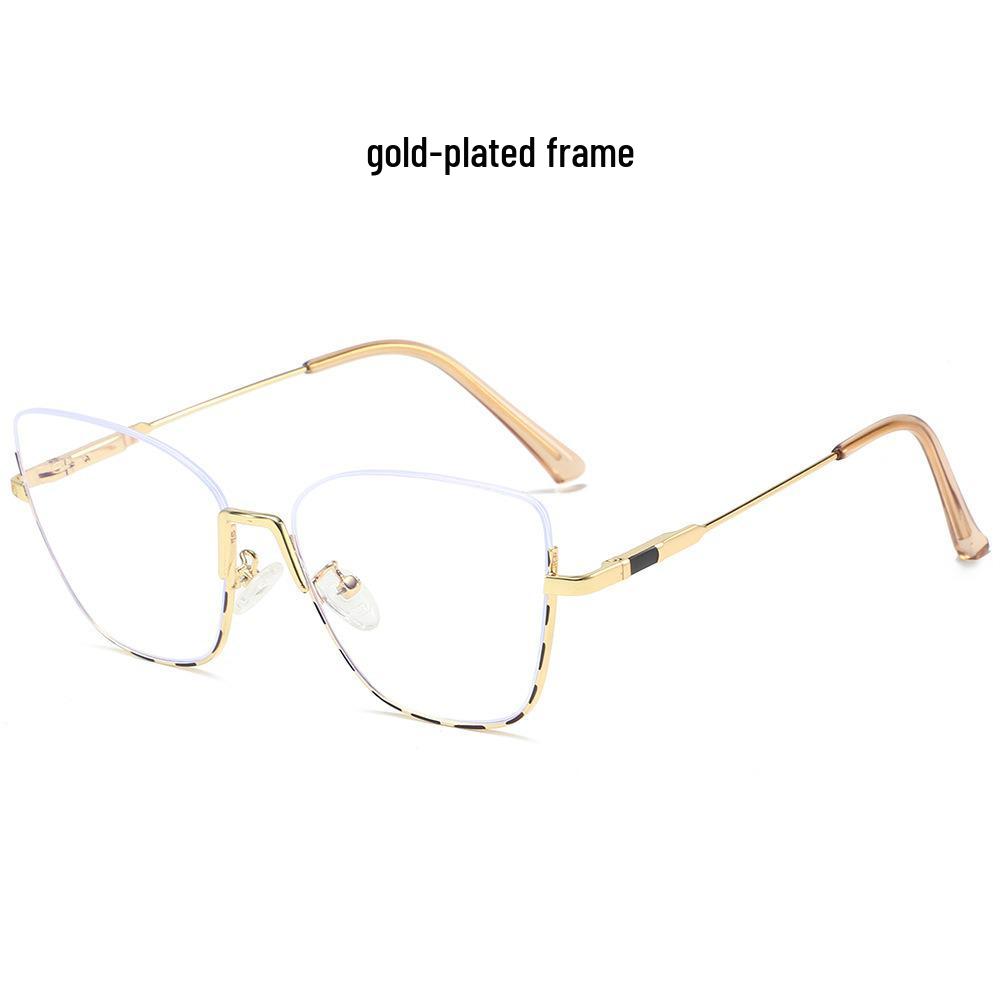 New Style Photochromic Anti-Blue Light Cat Eye Half-Frame Glasses with Metal Spring Hinges