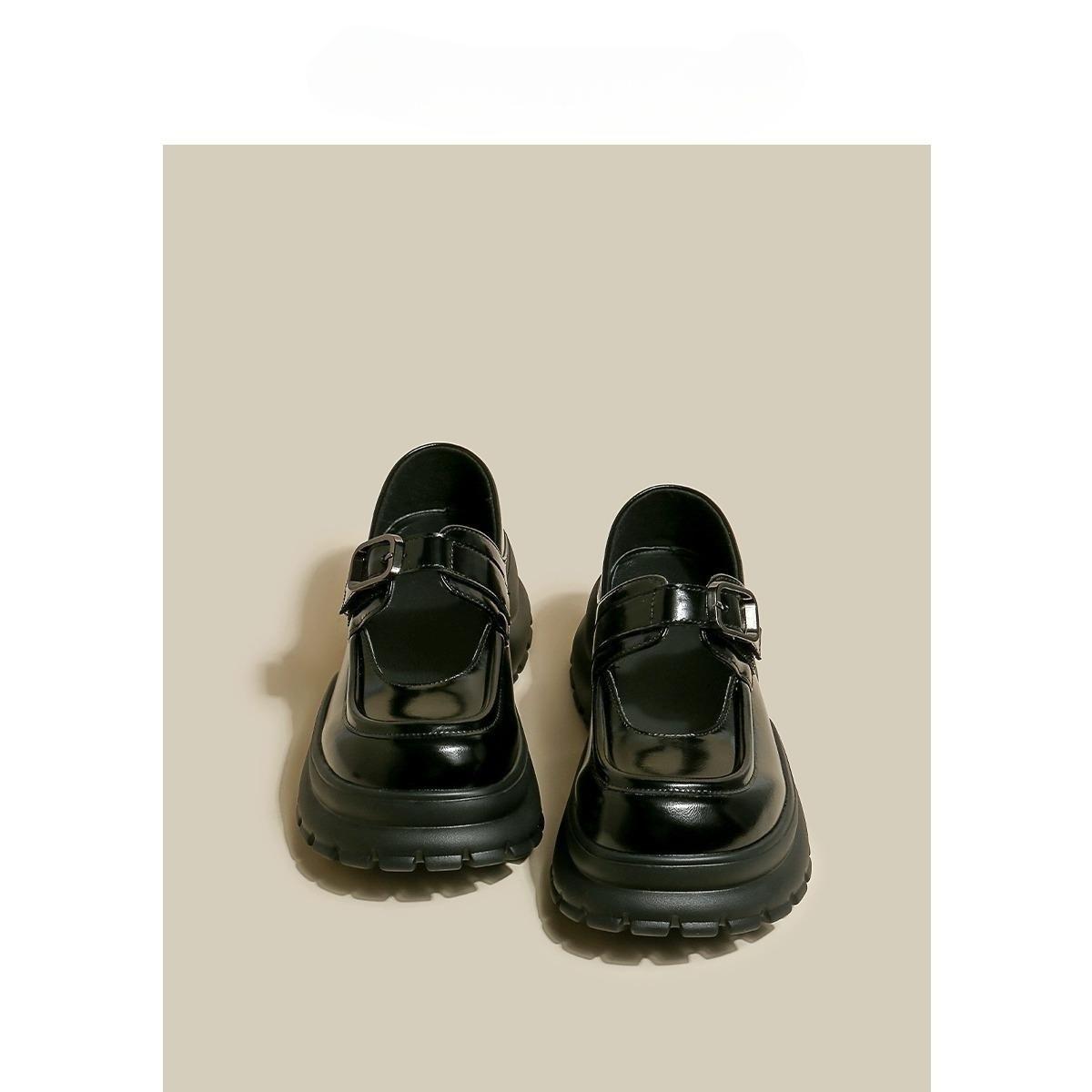 

Маленькие кожаные туфли с толстой подошвой, увеличенные, модные, повседневные, простые, универсальные туфли Мэри Джейн, женские, осенние 40 чёрный