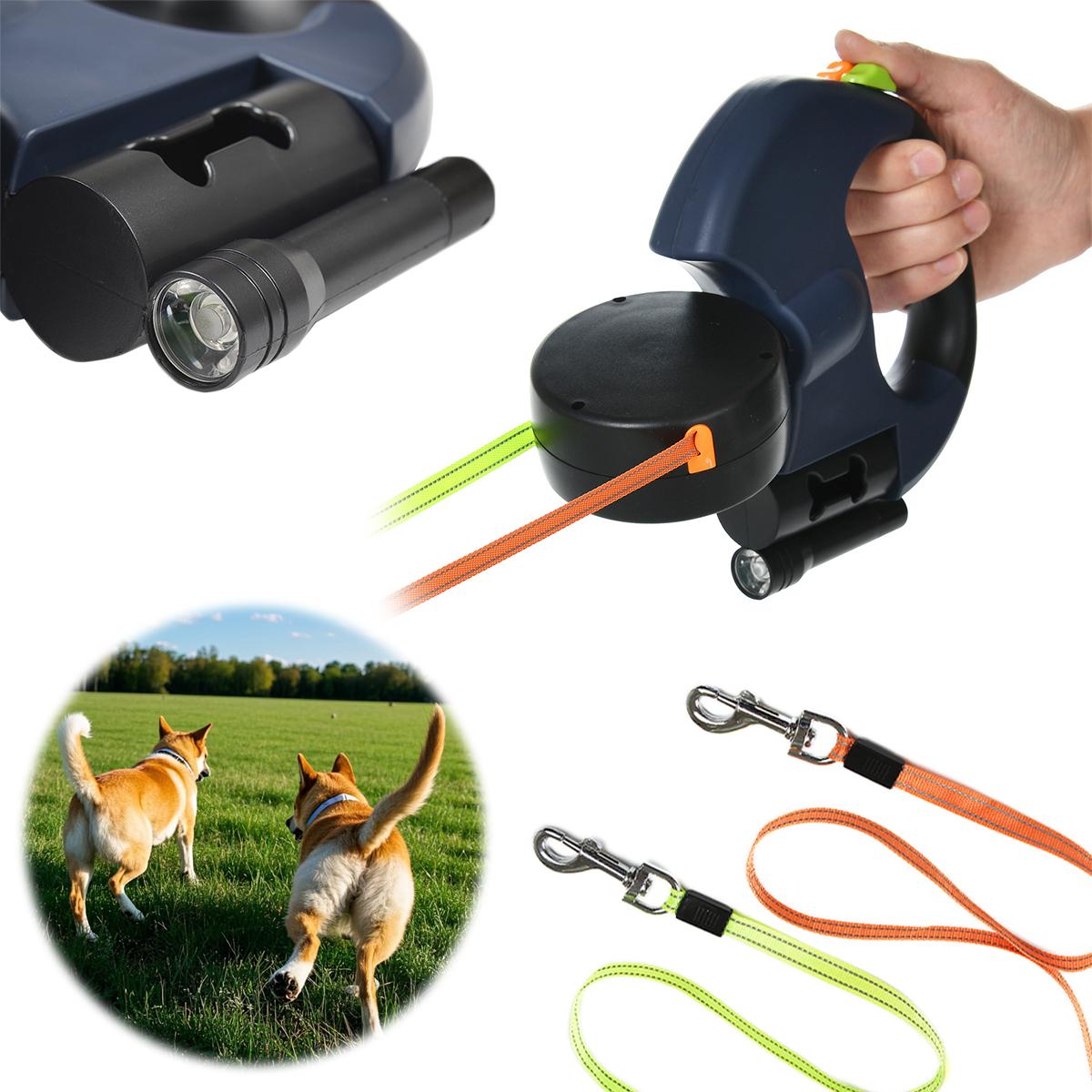 

Double-Ended Dog Leash 3m Retractable Traction Rope Dual Head Walking Nylon Leashes with Flashlight for Dogs Cats Pet Supplies Chihuahua Yorkie червоний