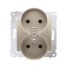 Double Socket with Grounding Contact Shutter, Matte Gold Simon54