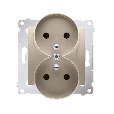 Double Socket with Grounding Contact Shutter, Matte Gold Simon54