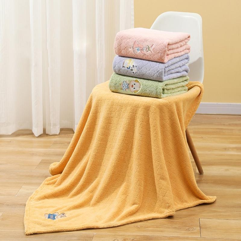 Portable Baby Bath Towel with Cartoon Embroidery Versatile Washcloth Portable Newborn Washcloth for Bathing & Relaxing