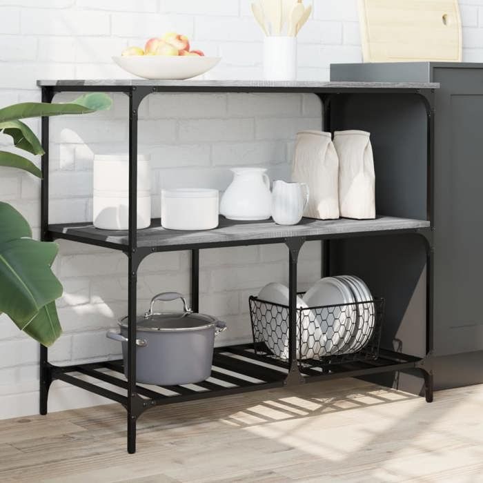 VidaXL Kitchen Trolley, Shelf with Wheels, Service Cart, Indoor Living Room Bathroom Storage Furniture, Sonoma 842309