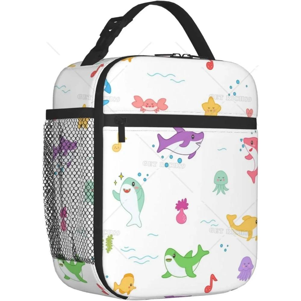 Shark Cute Underwater Animal Portable Lunch Bag for Women/Men Insulated Reusable Lunch Box for Office Work School Picnic Beach