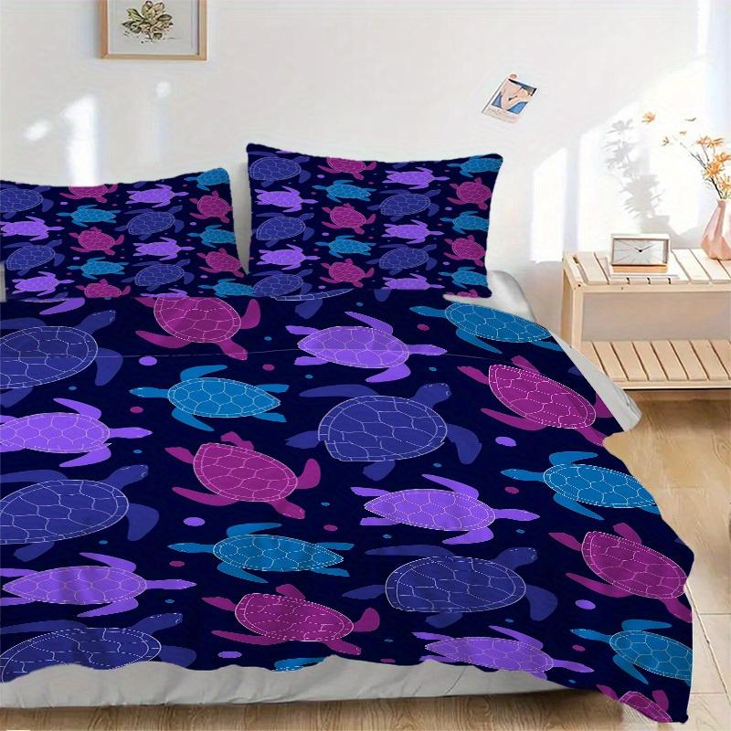 

3pcs Turtle Pattern Bedding Set, Breathable and Soft, Suitable for Bedroom Decor (1*Duvet Cover + 1/2*Pillowcases, No Core) yy250821129 135x200cm