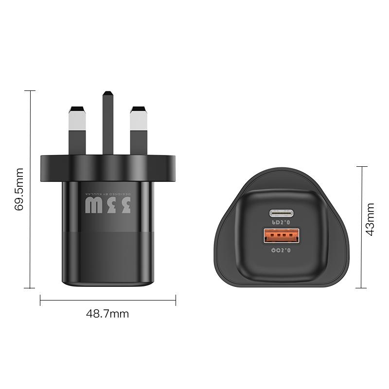 Kuulaa Carregador usb c 33w gan tipo c pd carregamento rápido para iphone 13 12 11 max pro xs 8 plus para ipad air 4 ipad 2021 mini
