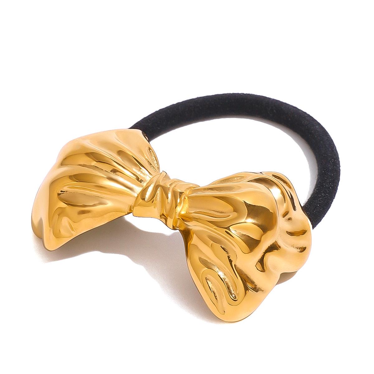 

European-American Luxury 18k Gold Bow Hair Tie Accessory