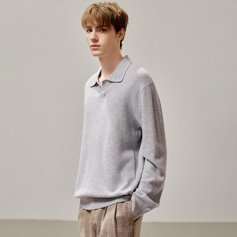 Men's Jacquard Wool Blend Lapel Sweater