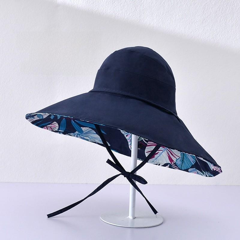 Sun Protection Hat For Women With Leaf Pattern Summer Wide Brim Cap For Beach And Outdoor Activities