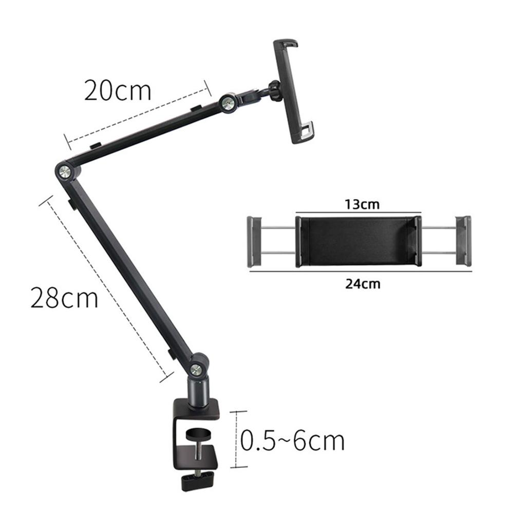 Long Arm Phone Mount Clip Type Tablet Phone Desktop Stand 360 Degree Rotatable Folding Stand