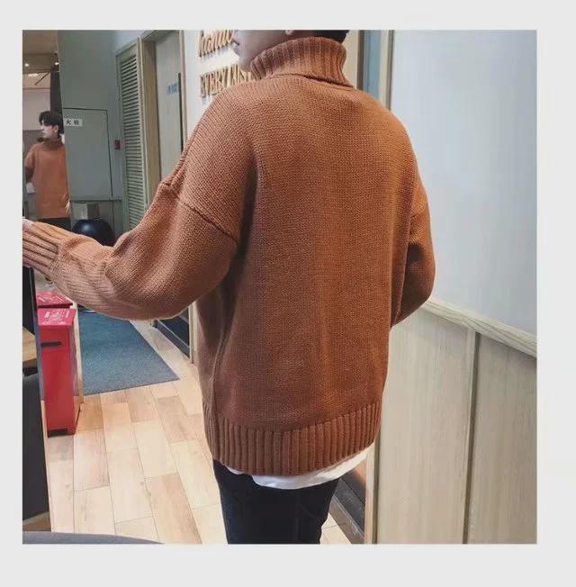 Pánský jednobarevný rolák - Hongkongský styl, inspirovaný Koreou, volný střih, trendy pro páry a studenty