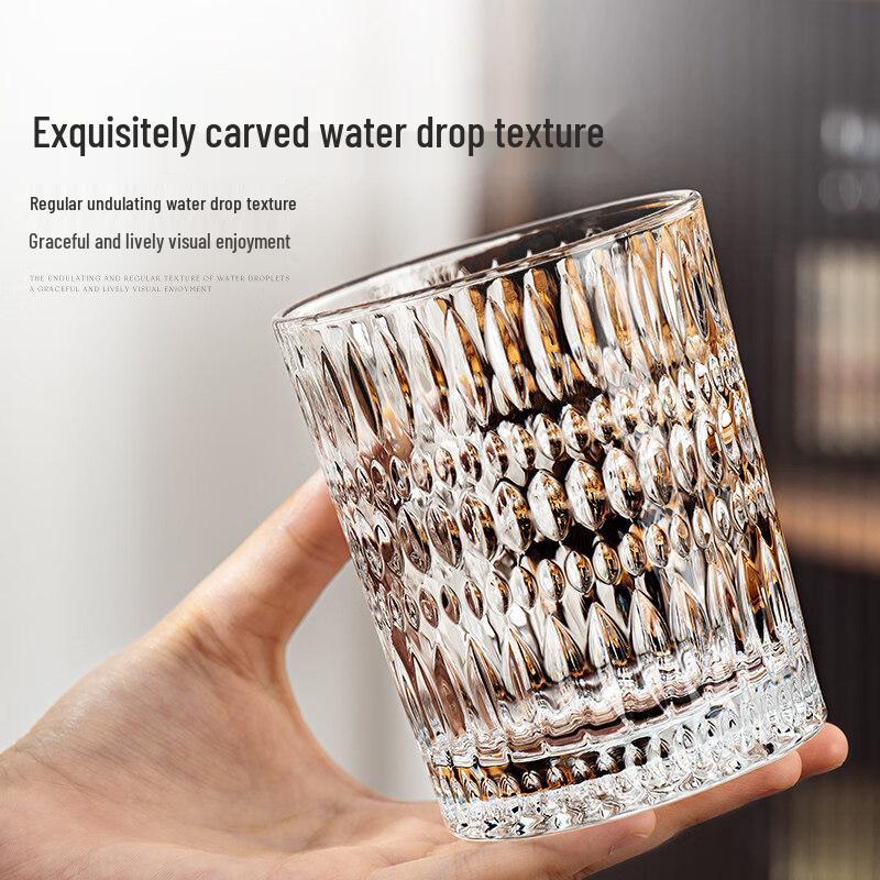 Naijiang Embossed Glass Coffee Juice Cup Set with Iron Holder and Pot