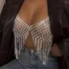 Fashion Tassel Bra Chain for Crop Top Luxury Mesh Body Chain Jewelry Crystal Lingerie  Women