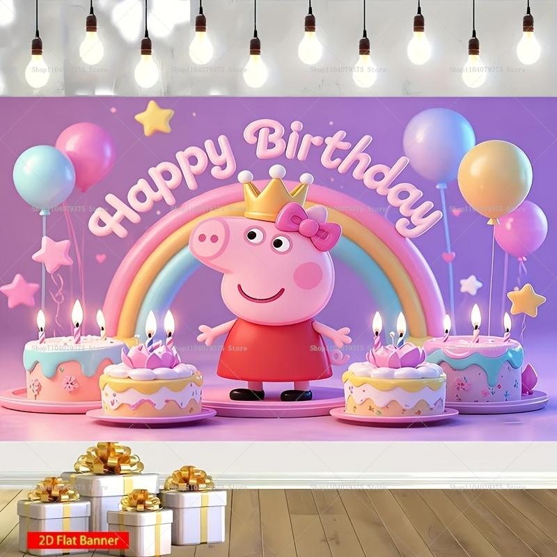 Happy Birthday Peppa Pig Image Backgrounds, Suitable For Boys And Girls Parties, Parties And Birthday Celebration Banners.