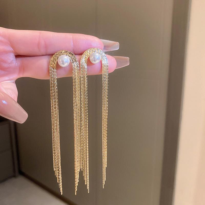 Exquisite Silver Needle Flower Bow Tassel Earrings - Luxury European & American Style for Women