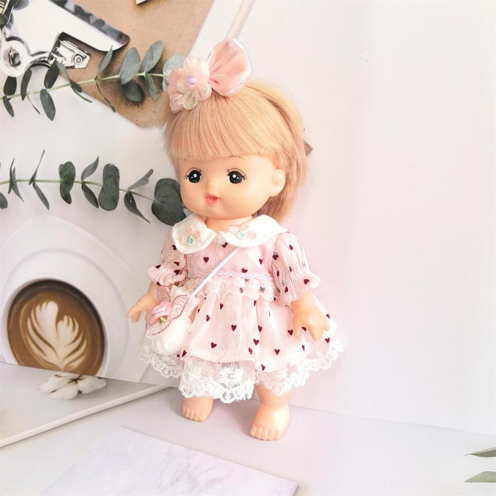 Heart Polka Dot Skirt & Butterfly Bag Set for 25cm Milu Tanggu Doll