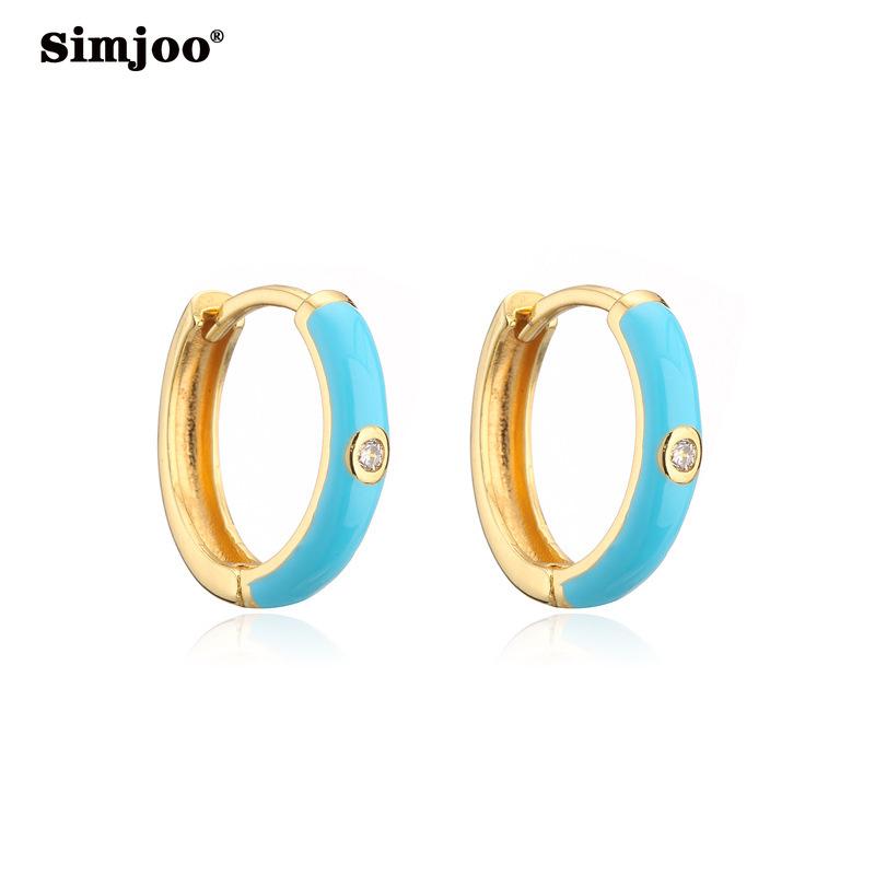 SIMJOO Mode Mode Farbe Tropfenöl Zirkon Ohrringe für Frauen