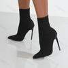 Autumn Luxury Women Socks Shoes Stretch Fabric Women Ankle Boots Pointed Toe High Heels Slip-On Sexy Sock Heeled Chelsea Boots
