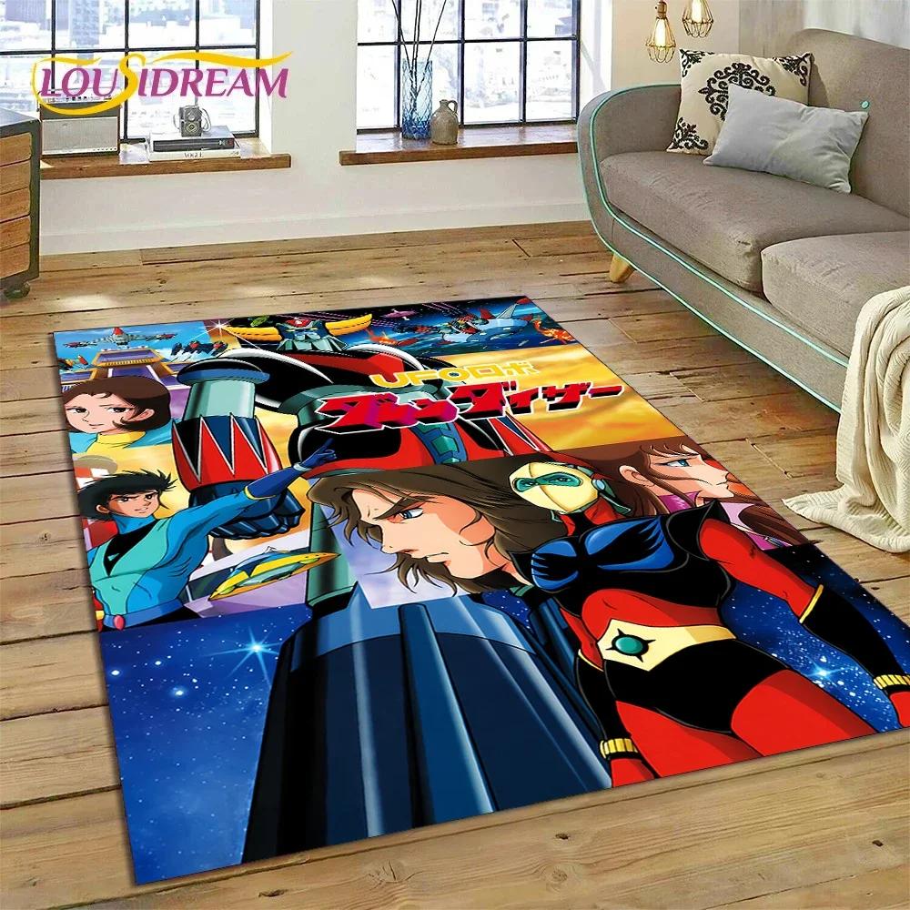 Tappeto Moquette 3D Cartone Animato UFO Robot Grendizer Anime per Camera da Letto Soggiorno Decorazione Casa Divano, Tappetino da Gioco Grande Decorativo per Bambini