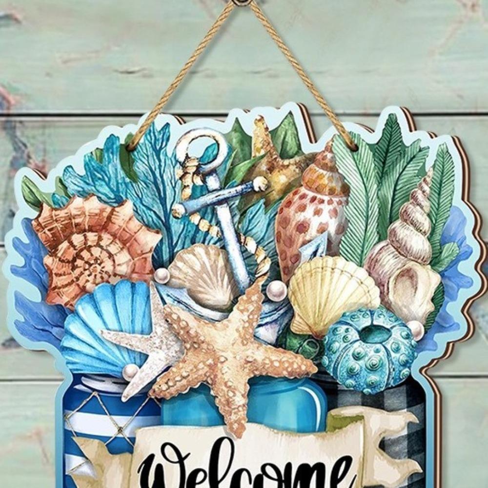 Wall Art Summer Welcome Wall Ornaments Beach Shells Hanging Signs  for Home Room Porches