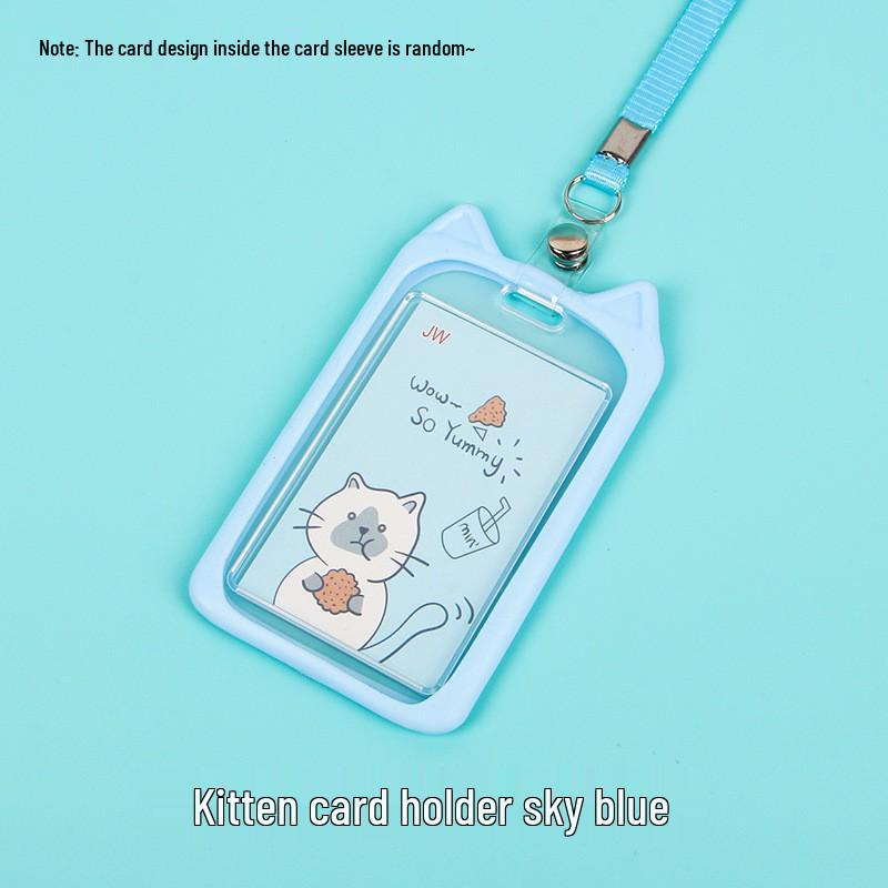 Creative Cartoon ID Card Holder with Lanyard - Cute, Transparent, and Waterproof for Students and Employees