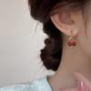 Sweet Red Cherry Jewelry Set Shiny Gold Chain Necklace Dangle Stud Earrings Zircon Women Trendy Fashion Gift