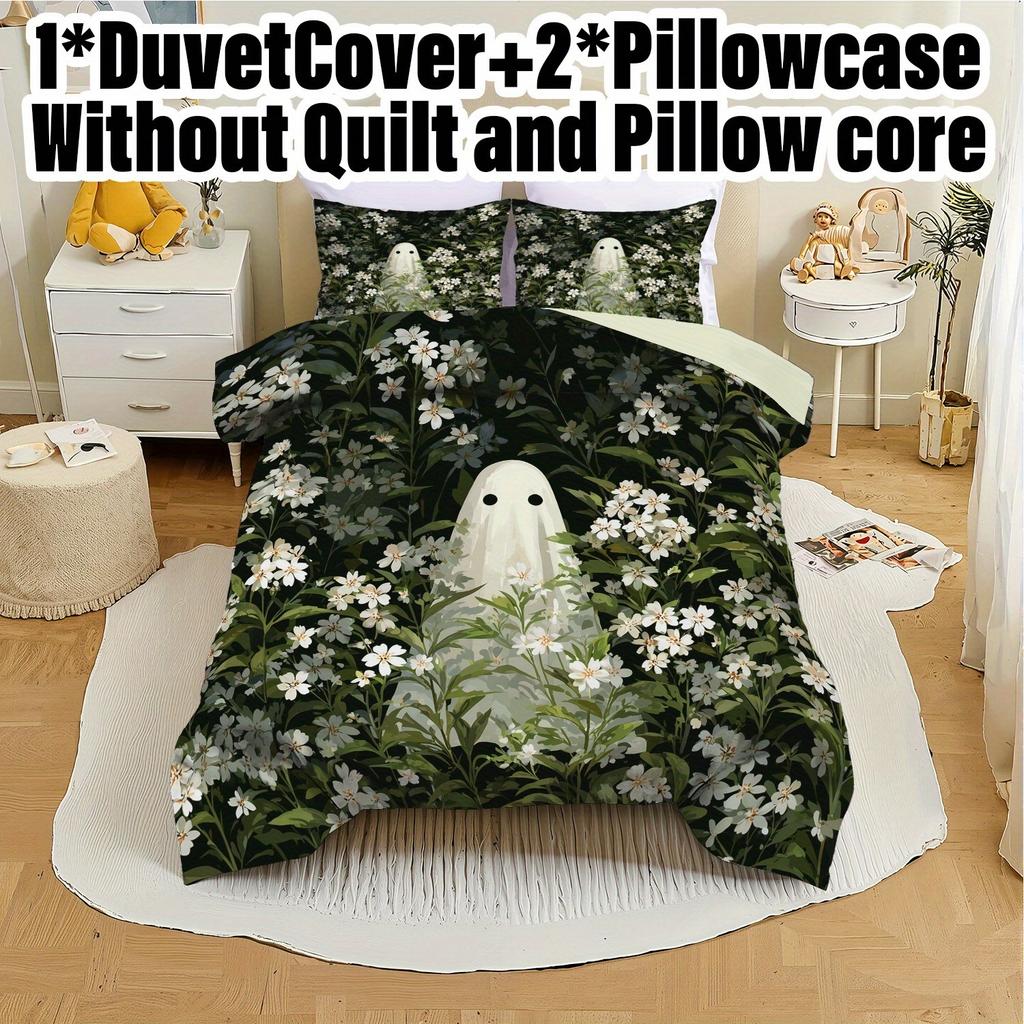 3Pcs Halloween Duvet Cover Set Without Core Quilt Cover With 2 Pillowcasessoft And Machine Washable Bedding Set For Bedroom