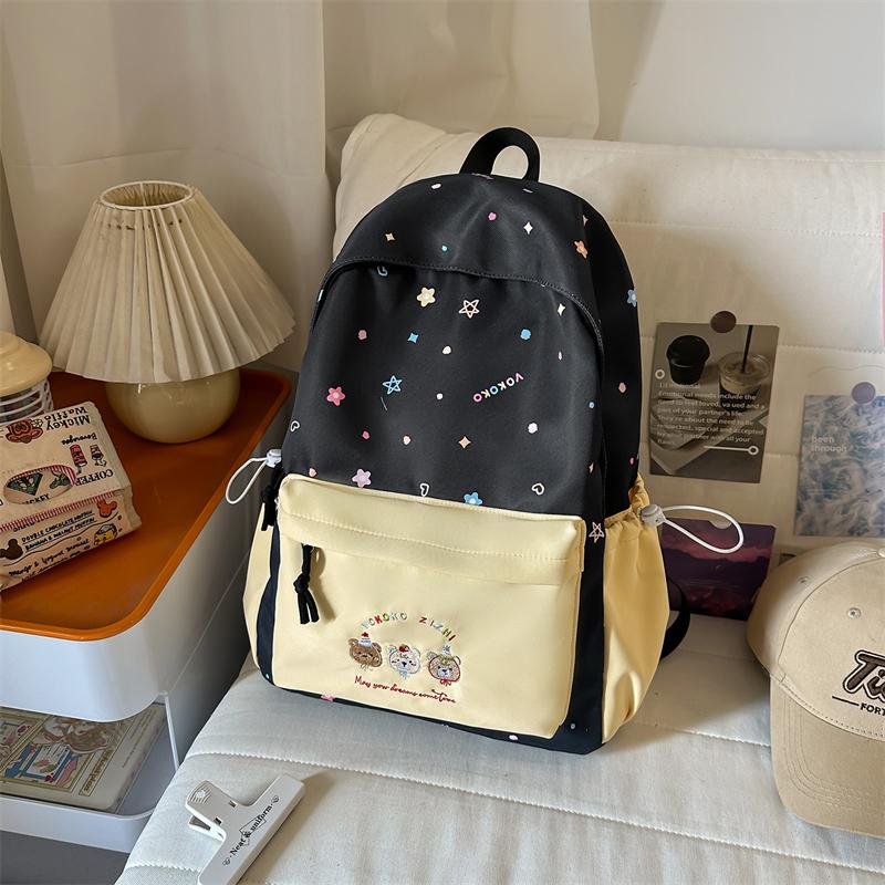 Cartoon Embroidered Student Schoolbag Girls Large Capacity Backpack