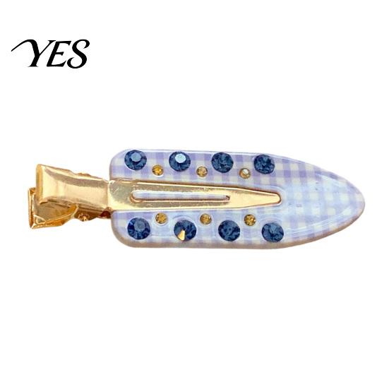 Smooth Opening Hair Clip Acetate Sheet Plate Hairpin, Rounded Rhinestones Inlay Pin, Elastic Clasp for Bangs And Broken Gentle Pattern