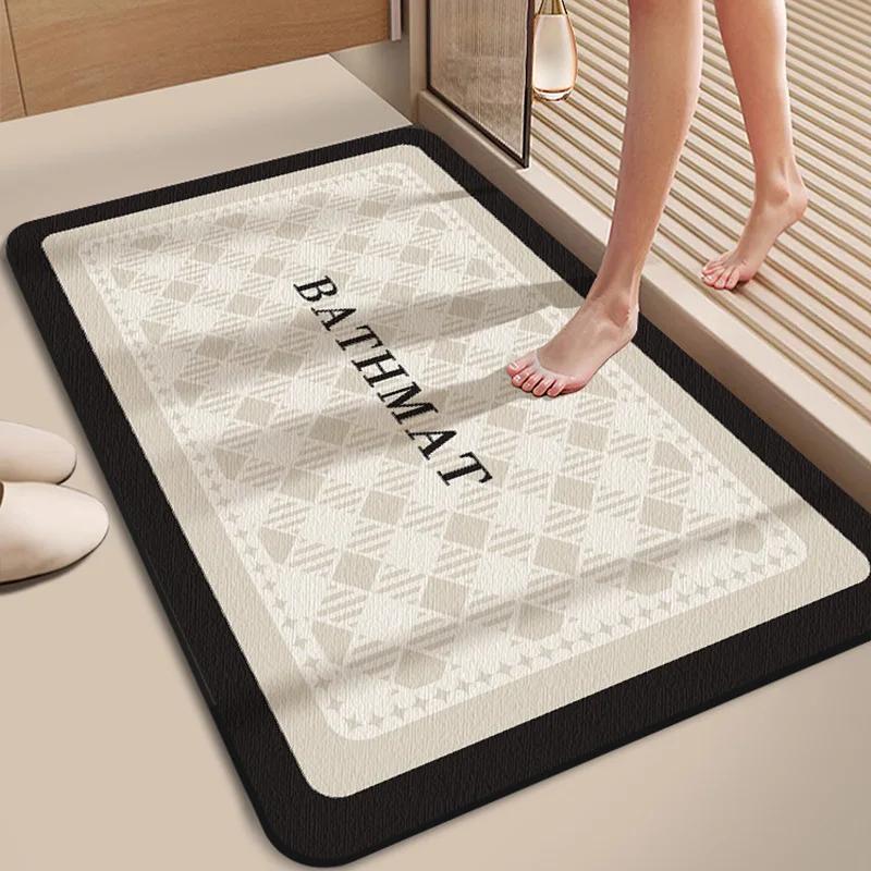 Diatom Mud Bathroom Floor Mat, Easy To Absorb Water, Fast Drying, Anti Slip, and Stain Resistant Bathroom Door