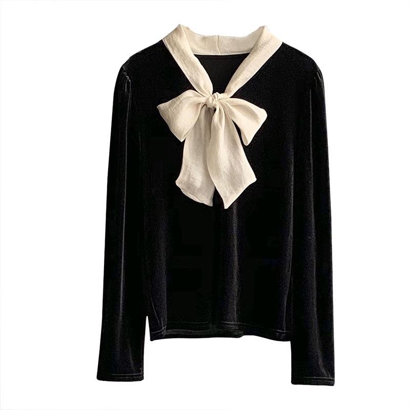 Oranžová Zhi Dámská Vintage Francouzská Sametová Halenka - Kolekce Podzim 2024