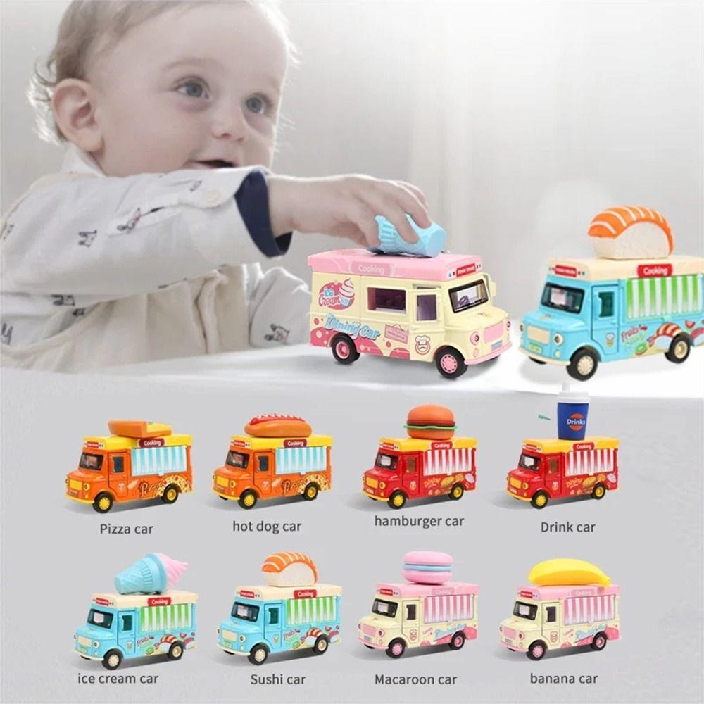 with Music Light Ice Cream Car Model Bright Colors Pull Back Car  Parent-child Interaction