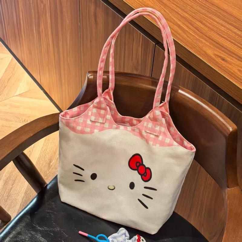 

Cute cartoon canvas bag cat style student bag Large capacity commuter shoulder tote bag Sweet Cats women s shoulder handbags