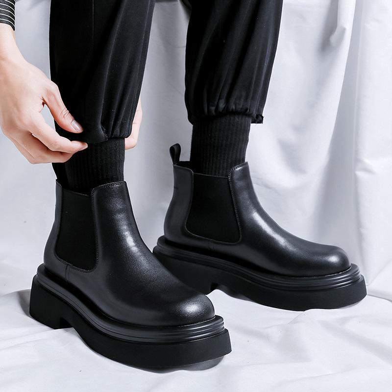 Spring Martin Boots Men'S Low Tube Medium Help Sleeve Short Boots Retro Thick-Soled Tooling Boots 5016-R