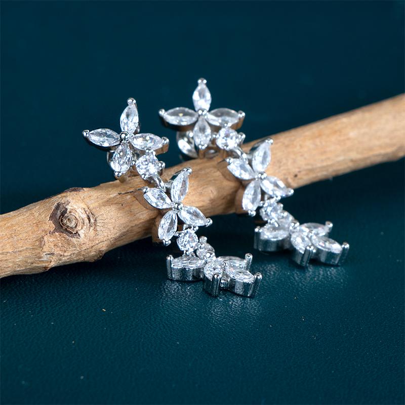 BELLA BOX Aesthetic Earrings For Women Brilliant Marquise Cubic Zirconia Stone Engagement Wedding Party Romantic Accessories