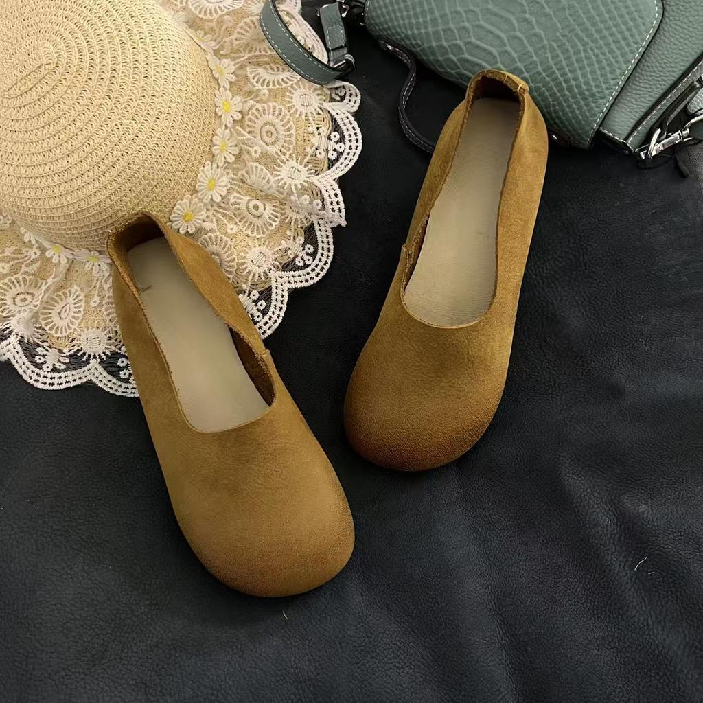 New Retro Spring and Summer Literary Single Shoes Flat-soled Casual Shallow Mouth Soft Sole Mother Pedal