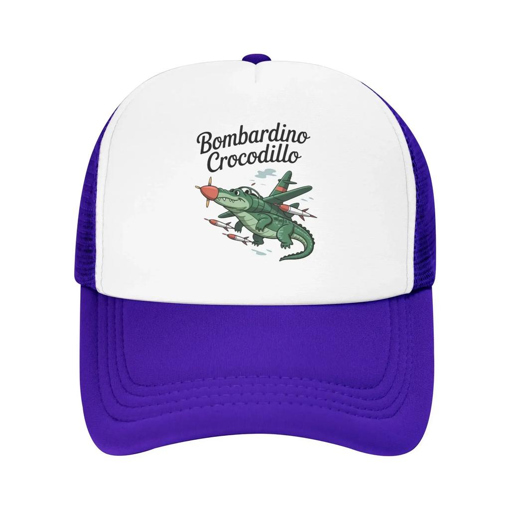 Bombardino Crocodillo Italienisch Cartoonhaft Gehirnfäule Reise Netz Baseballkappen Für Damen Personalisierte Männliche Strand Sonnenschutzmützen