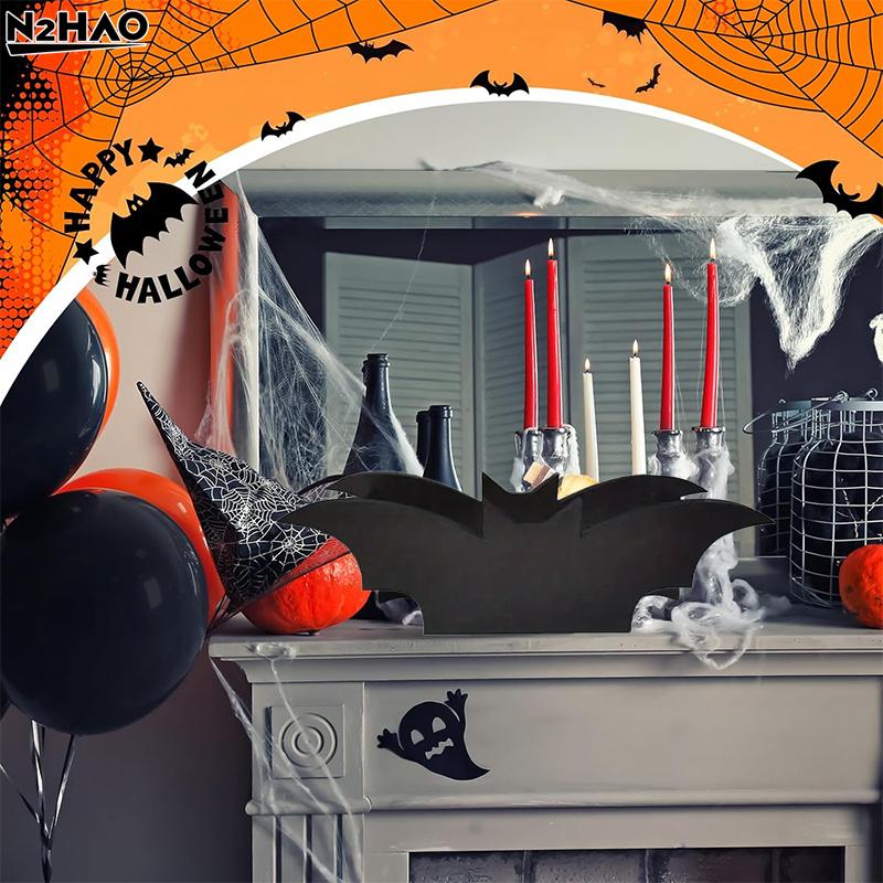 1PC Halloween Bat Makeup Brush Holder Gothic Wooden Storage Box Crystal Display Holder Cosmetics Jewelry Storage Tray Home Party