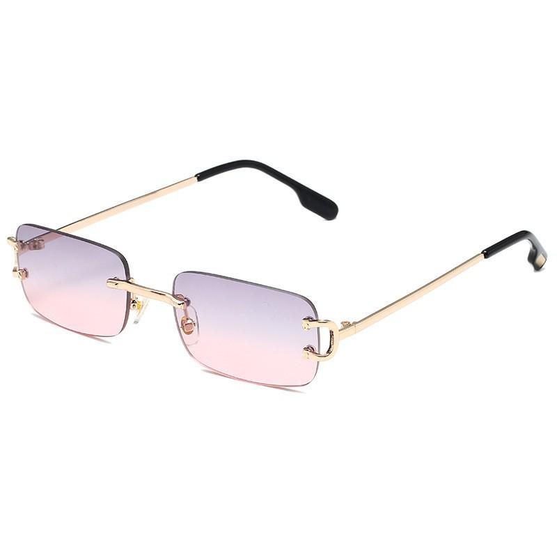Retro Rimless Square Ocean Lens Sunglasses - Fashionable Cut-Edge Design