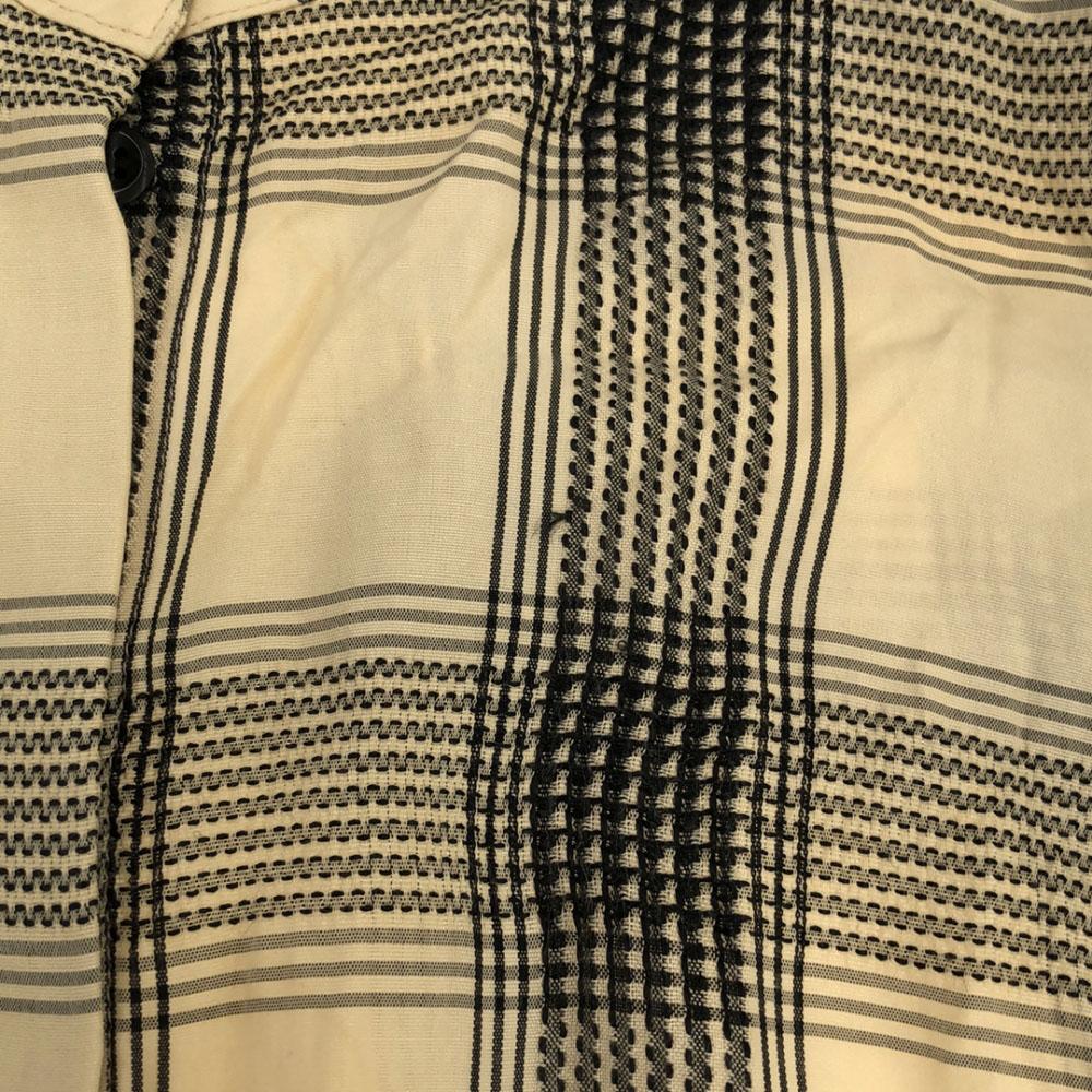 AKIRANAKA Check Long Sleeve Band Color Blouse 2 Beige Women Used