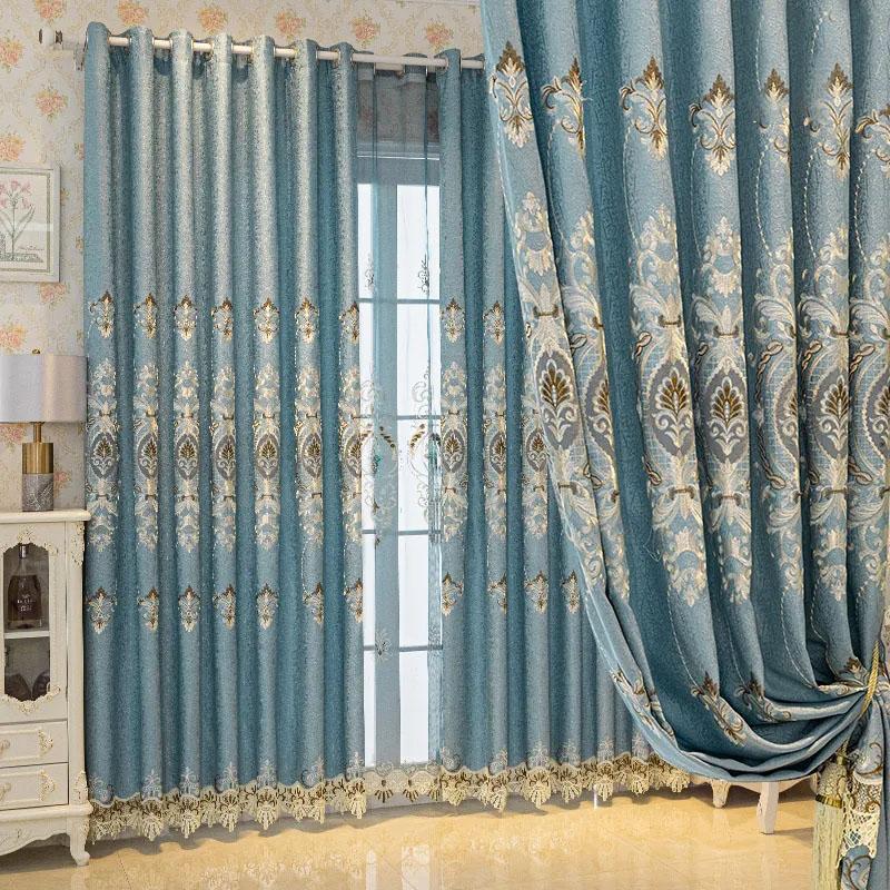 

Затеняющие шторы, роскошные шторы для спальни, гостиной, ветрозащитные, теплые, домашние шторы, оконные шторы, карниз 150*270cm*2pcs синий
