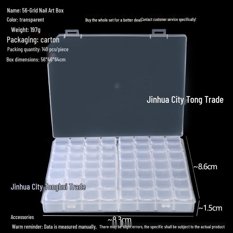 Transparent Storage Box for Electronics, Jewelry, Tools, Plastic Parts, and Fishing Tackle with Large Fixed Grids