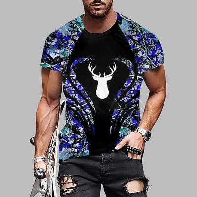 Tricou nou de vară pentru bărbați, modă, personalitate, imprimat cu cerbul Milu, top