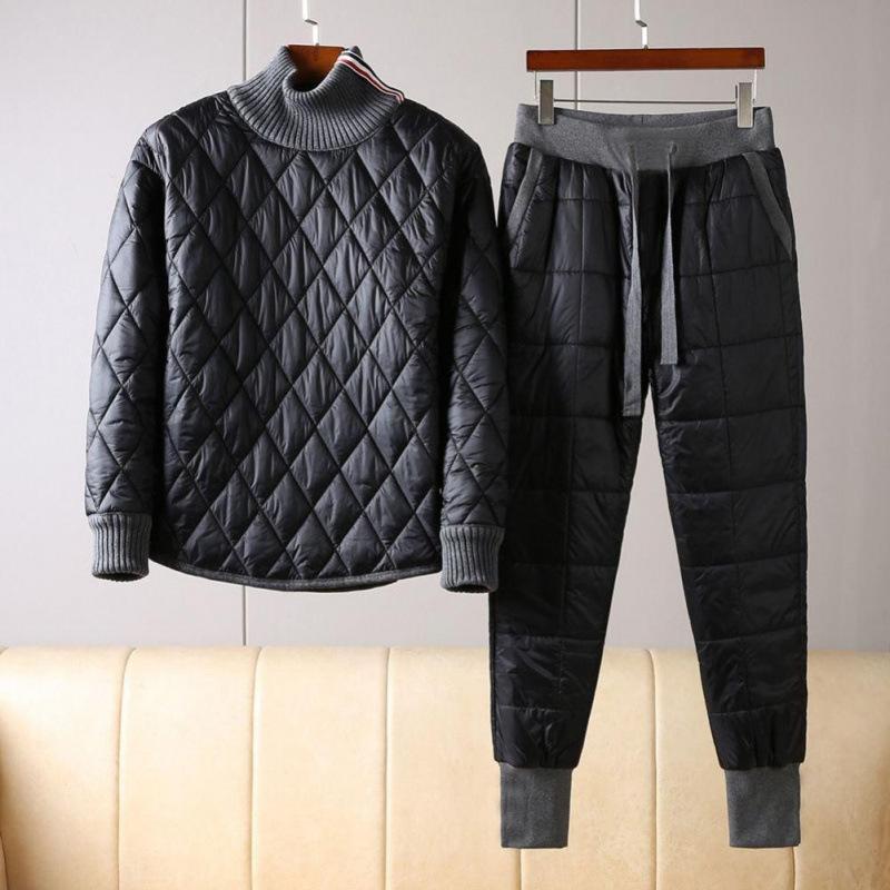 Windbreak Down Cotton Tracksuit 2 Piece Set Winter Warm Casual Turtleneck Sweatsuits Conjuntos Thicken Harem Jogger Pants Outfit