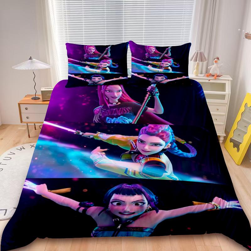 Conjuntos de Cama K-Pop Caçadores de Demônios Solteiro UE Edredom Colcha Capa de Cama Capa de Edredom Fronha Conjuntos de 2-3 Peças Tamanho Infantil Adulto