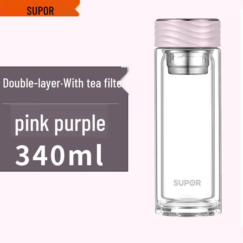 SUPOR Qin Series Double-Layer Insulated Glass Cup with Tea Infuser